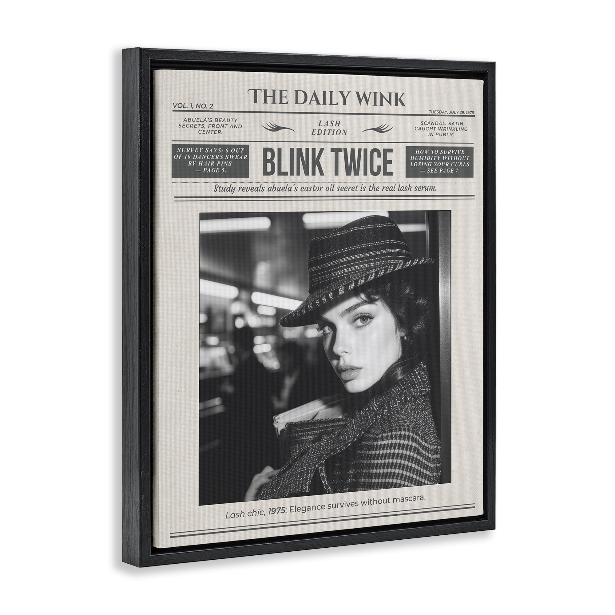 The Daily Wink Magazine Black Framed Floater Canvas Wall Art, design by A Barefoot Stylist