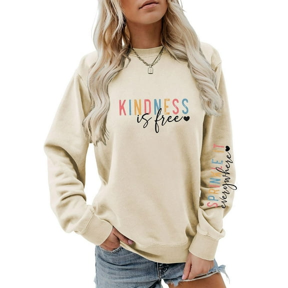 Graphic Sweatshirts for Women Crew Neck Cute Sweaters Casual Letter Print Crew Neck Cute Sweaters Fashionable Hoodless Comfortable Long Sleeve Pullover Tops Fall Winter Outfits Clothes