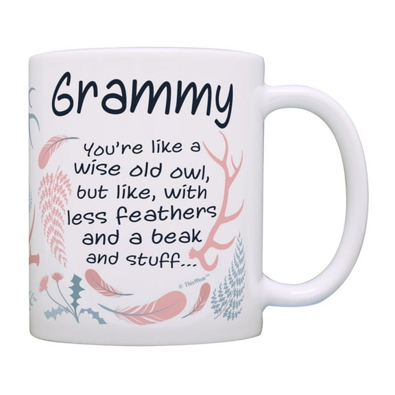 ThisWear Gifts for Grammy Like Wise Old Owl Less Feathers Beak and Stuff Ceramic 11oz Coffee Mug