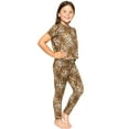 thumbnail image 2 of Stretch Is Comfort Girl's Short Sleeve Crew Neck and Leggings Set Brown Cheetah X-Large, 2 of 3