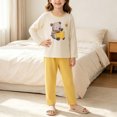 thumbnail image 2 of Spazoro Toddler Kids Girls 2PC 100% Cotton Ouifit Sets, Long Sleeve Bear Print Soft & Comfy Fall Winter Casual Shirts and Pants for Loungewear Yellow Size 6-7, 2 of 7
