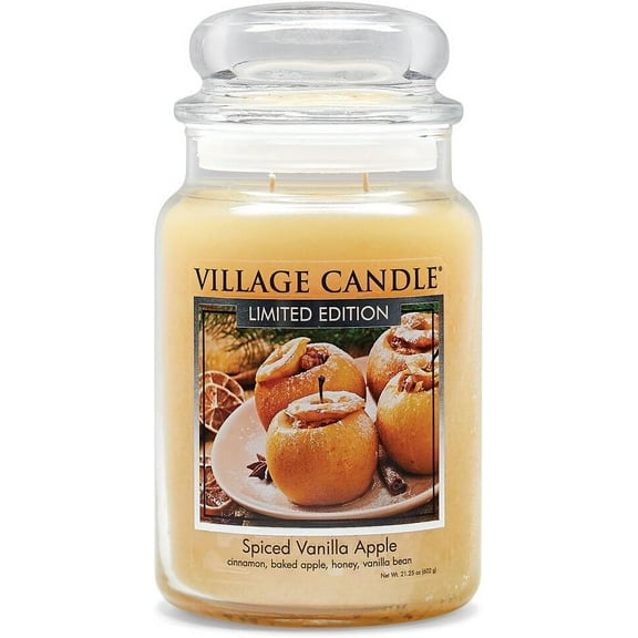 Spiced Vanilla Apple, Large Glass Apothecary Jar Scented Candle, 21.25 oz, Ivory