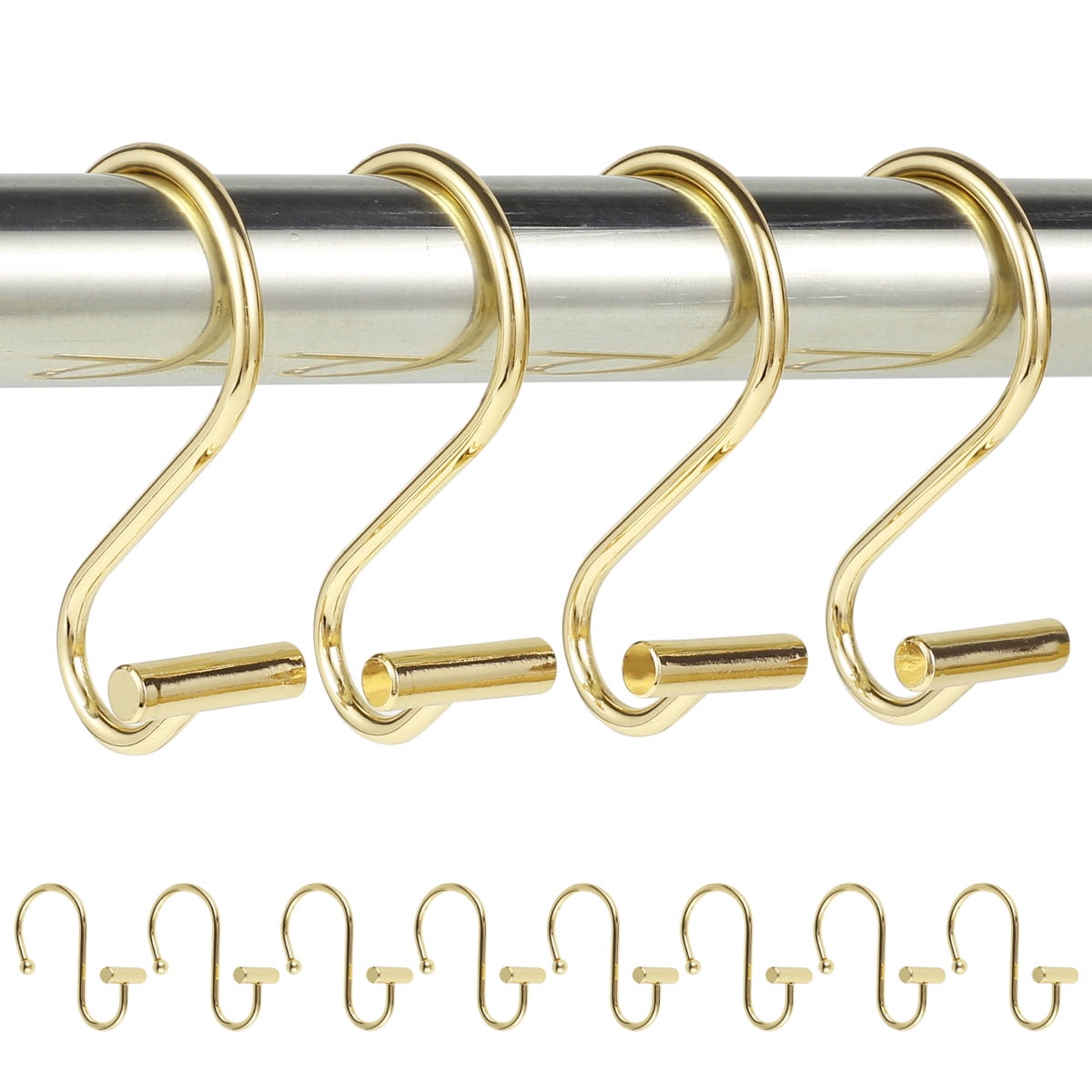 Utopia Alley Double Roller Ball Stainless Steel Shower Curtain Hooks Rings,  Set of 12