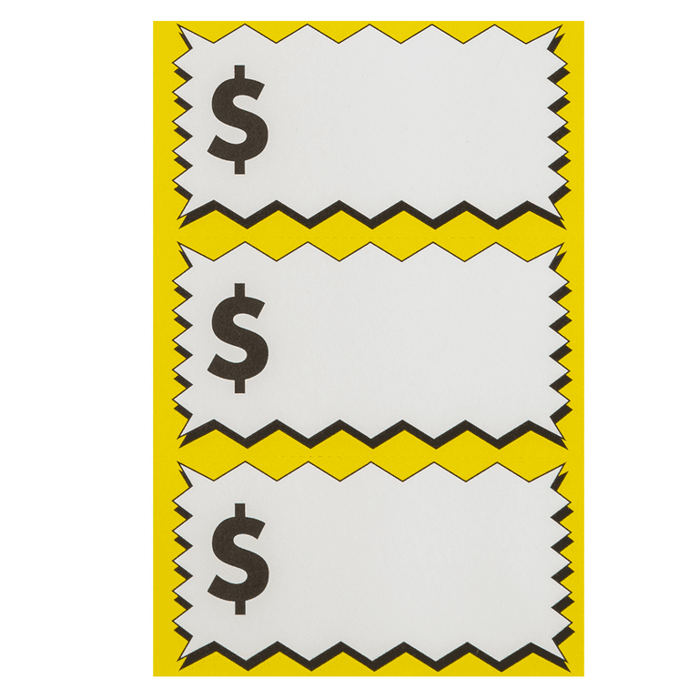 Sunburst Systems 7035 Price Labels Stickers Pre-Printed for Garage 