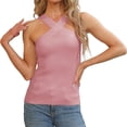 thumbnail image 2 of Sleeveless Halter Women Criss Cross Slim Knit Tank Tops, 2 of 6