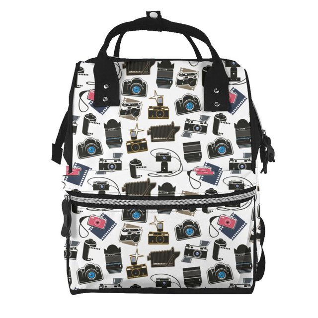 Fotbe Cool Camera Mochila Maternidad - Lona de Sarga Impermeable, Mochila de Pañales de Gran Capacidad con Múltiples Bolsillos y Correas Ajustables