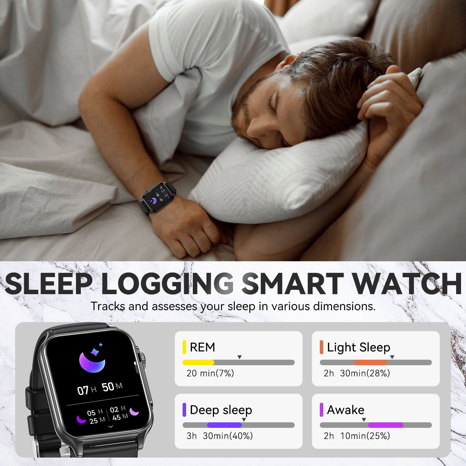 XAXRE Smart Watches for Men Women(Answer/Dial Calls) with LED Flashlight, 1.96'' Big Screen IP67 Waterproof Fitness Tracker, 100+ Sports Modes Smartwatch for iOS Android