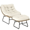 thumbnail image 1 of Outsunny Rattan Chair w/ Stool, Cushion, Adjustable Foot Pads, Natural, 1 of 10