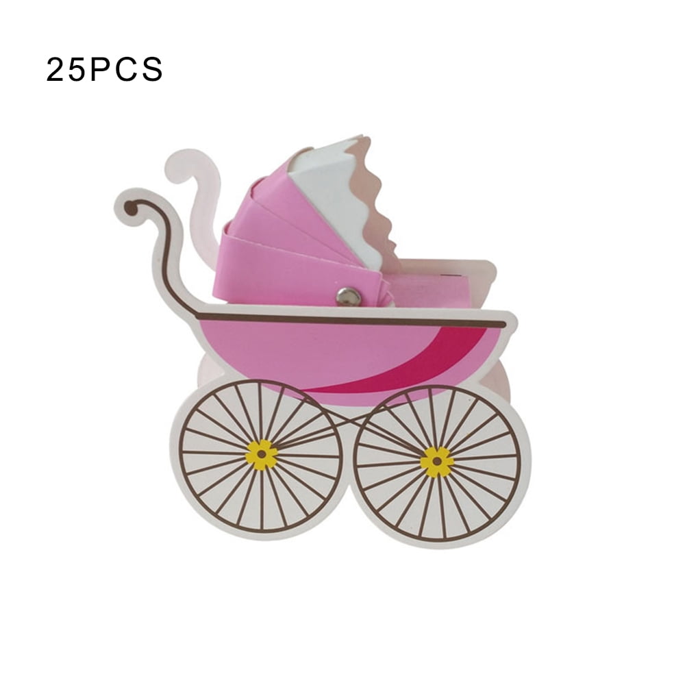 25 Pcs Baby Carriage DIY Gift Boxes Baby Shower Candy Cookie Box;25 Pcs Baby Carriage DIY Gift