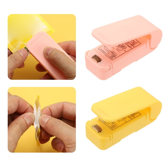 Uxcell 2Pcs Portable Mini Sealing Machine, Handheld Food Heat Vacuum Sealers for Plastic Bags, Yellow/Pink