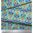 thumbnail image 2 of Soimoi Green Moss Georgette Fabric Mosaic Damask Decor Fabric Printed Yard 44 Inch Wide, 2 of 3