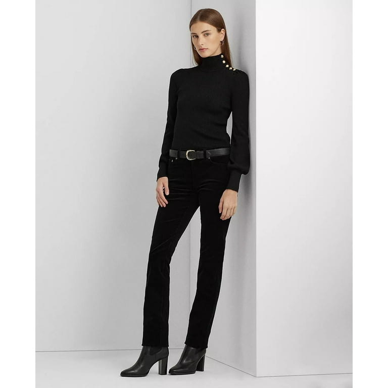 Ralph Lauren POLO BLACK Women's Petite Corduroy Mid-Rise