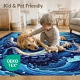 thumbnail image 4 of ODIKA Navy Animals Octopus Marine Creature Wave Border Tentacle Nautical Non-Slip Chair-Friendly Floor for Dining Room, Under Table, Office, 4 of 7