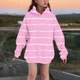 thumbnail image 2 of xaoyunyn Girl's Long Hoodies Fall Winter Oversized Stripe Print Sweatshirt Casual Loose Pullover with Pockets 3-14 Years, 2 of 5