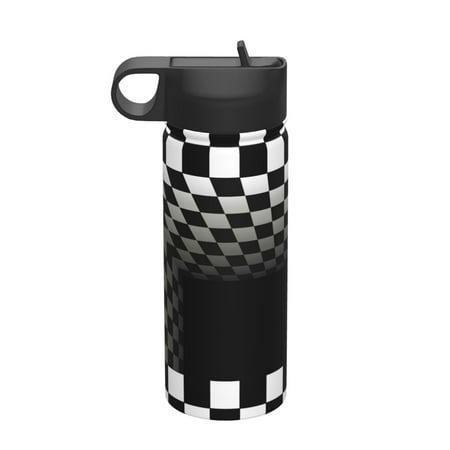 

Ocsxa 3d Black and White Checkerboard Tunnel Print 18 oz Insulated Water Bottle With Straw Stainless Steel Sports Water Cup Flask Wide Mouth Travel Thermal Mug for Home Office or Car