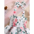 thumbnail image 6 of Wassery Baby Girls Romper Clothes Floral Print Sleeveless Sling Tutu Jumpsuit Headband 2Pcs 6M 12M 18M 24M Infant Girls Summer Birthday Party Dress Set 9M-4T, 6 of 7