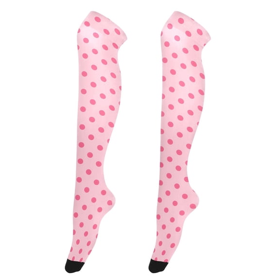 Pink Polka Dots High Thigh Socks Over Knee Thin Tights Long Stocking for Women Leg Warmer