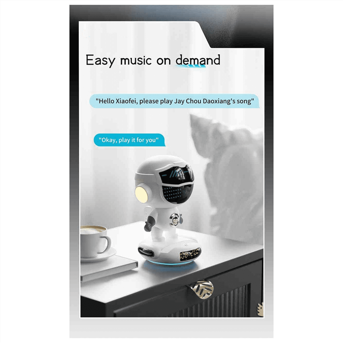 M80 AI Robot Smart AI Speaker Alarm Clock FM Radio Wireless Bluetooth Speaker RGB Light for Boy Girl Student Gift,1 * AI Robot,White