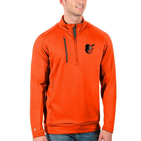 Men's Antigua Orange/Gray Baltimore Orioles Generation Quarter-Zip Pullover Jacket