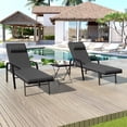 thumbnail image 3 of ALAULM Patio Chaise Lounge Sets Outdoor Armchair Recliner Rattan Adjustable Back 3 Pieces Cushioned Patio Folding Chaise Lounge with Folding Table, 3 of 8
