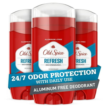 Old Spice Aluminum Free Deodorant for Men, High Endurance Refresh, 3 oz each, Pack of 3