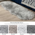thumbnail image 6 of Faux sheepskin rug 2'x4', gray machine-washable plush rug, suitable for use beside the bed in the bedroom, living room, and kids' room, 6 of 8