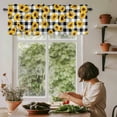 thumbnail image 6 of Sunflowers Blossom Rod Pocket Curtain Valance, Spring Summer Garden Flowers Check Farmhouse Window Valance for Living Room, Bedroom, Kitchen 42"W x 12"L, 6 of 9