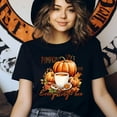 thumbnail image 3 of Pumpkin Spice and Everything Nice T-Shirt | Fall Coffee Pumpkin Graphic Tee for Women, Dark Heather, Size M, 3 of 6