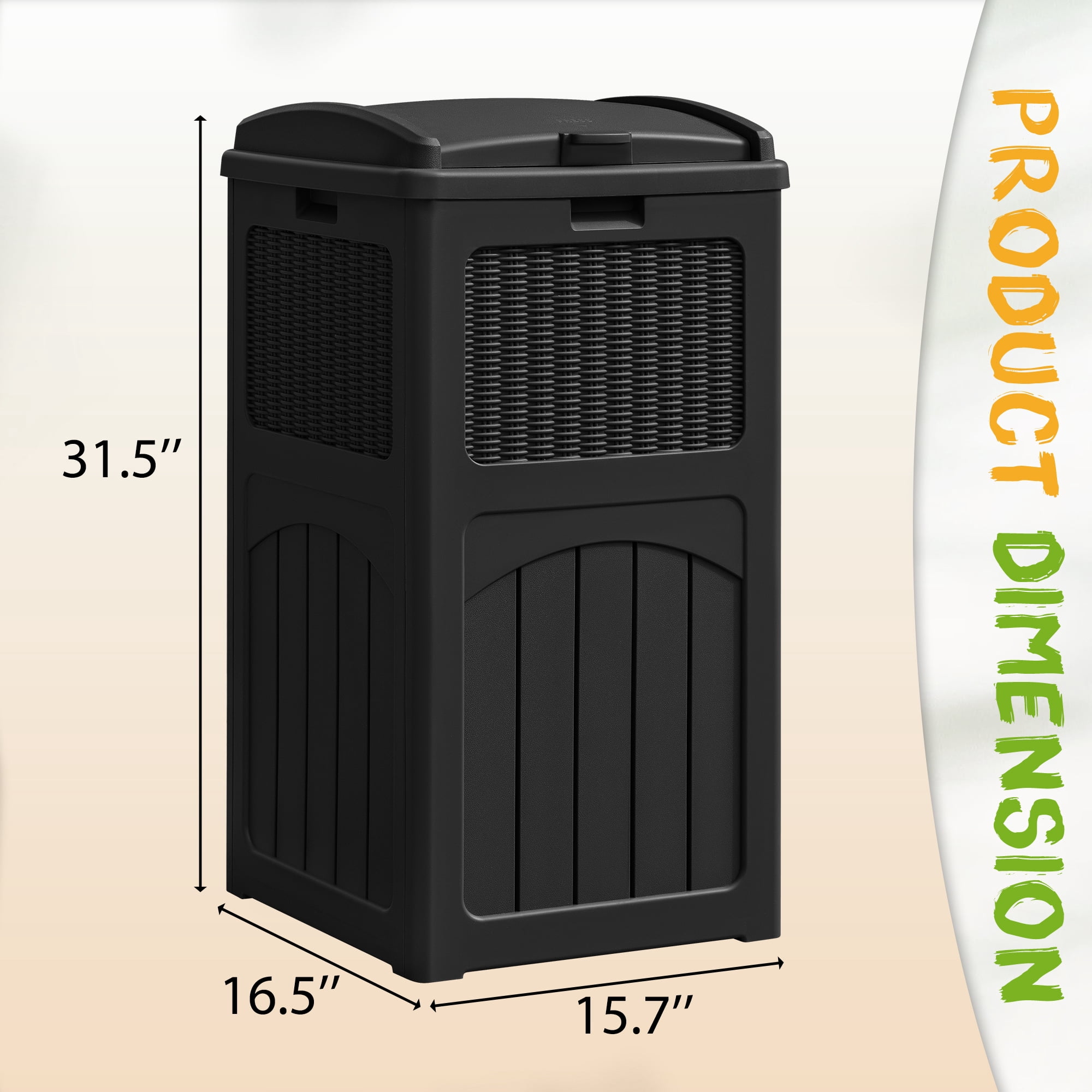 Devoko 2 PCS All-Weather use Trashbin with Lid, Patio Resin Hideaway Trash Can with Waterproof for Backyard