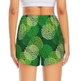 thumbnail image 2 of Lsque Green Flower Printed Women's Running Shorts with Liner Pockets,Elastic Quick Dry Workout Athletic Gym Yoga Shorts,Womens High Waist Shorts-Small, 2 of 9