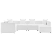 Modway Saybrook Outdoor Patio Upholstered 6-Piece Sectional Sofa in White