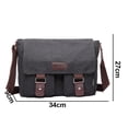 thumbnail image 2 of Canvas Messenger Bag Vintage Laptop Shoulder Bag Military Crossbody Bag - black, 2 of 5