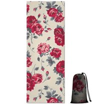Pioneer Flower Floral Print Pattern Hot Yoga Mat Towel Non Slip for Hot Yoga - Quick-Drying Yoga Mat Cover with 4 Corner Pockets with Travel Bag - Hot Yoga Towel Non Slip 70"x26"