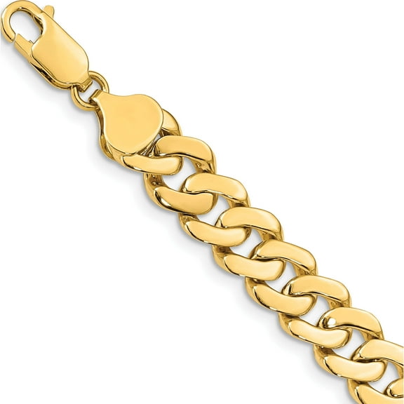 14K Yellow Gold 8.5mm Solid Hand-Polished Fancy Link Bracelet (7 X 8.5) Made In Peru fl442-7