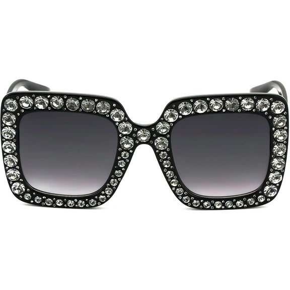Elite Oversized Square Frame Bling Rhinestone Crystal Brand Designer Sunglasses For Women 2018