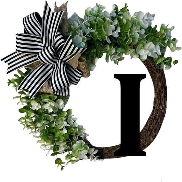 Guirnaldas de 26 letras, guirnalda decorativa para colgar en la puerta, decoración del hogar, letras con lazo, colgante de nudo, anillo de ratán, decoración de pared, decoración de ventana, colgante d