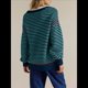 thumbnail image 5 of Sudadera Holgada A Rayas para Mujer, Cuello Redondo, Larga, Sudaderas con Capucha, Moda de Verano 2025, Jersey de Cuello Alto. Azul Marino XL, 5 of 6