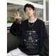 thumbnail image 3 of Sudadera con cuello redondo y estampado floral de letras góticas para hombre, ropa de moda de hip hop, sudadera con capucha estilo urbano Y2K, novedad de 2024, 3 of 5