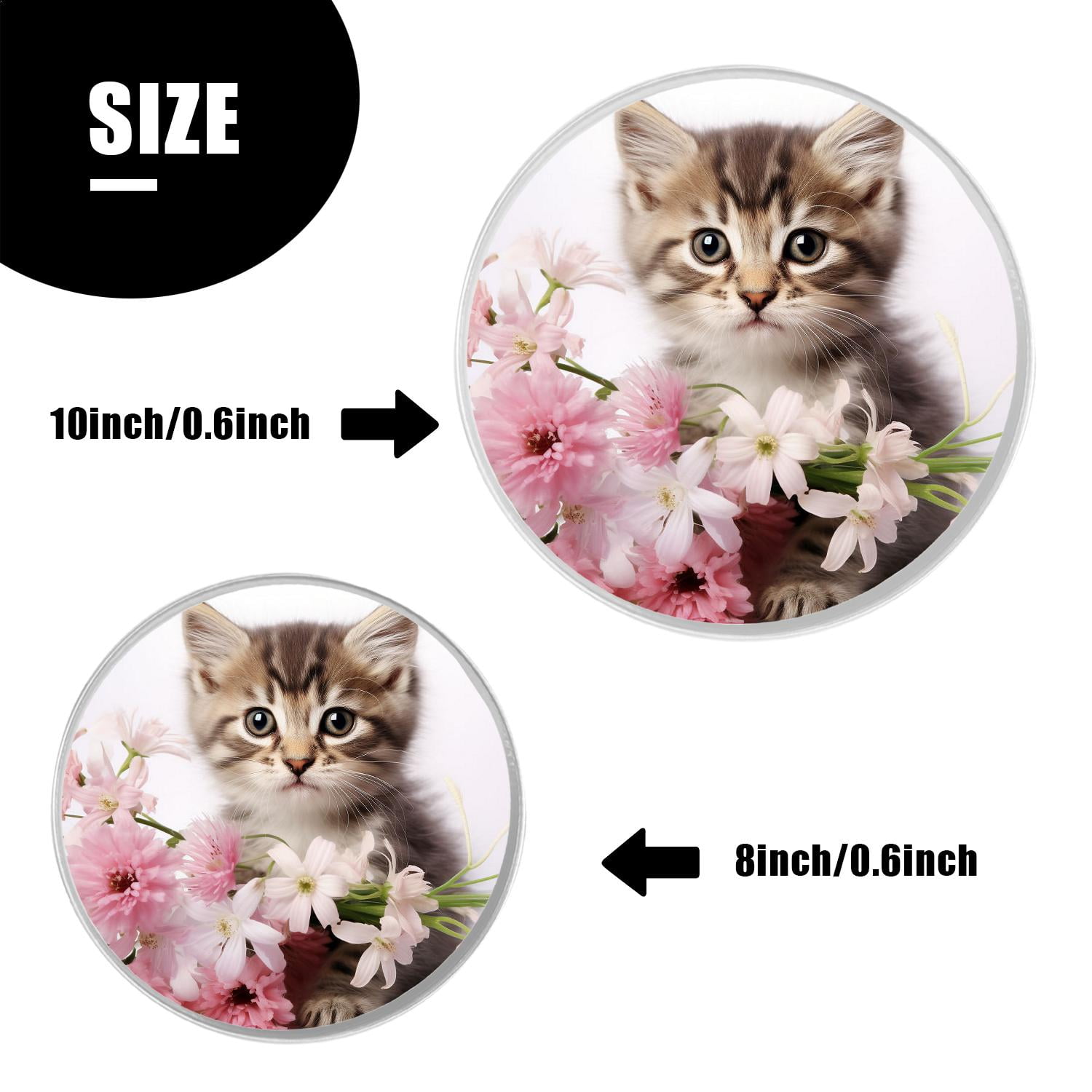 Round Stove Burner Covers 4 Pcs Metal Electric Stove Burner Covers 8Inch And 10Inch ,Cat Kitten with Flower Painting