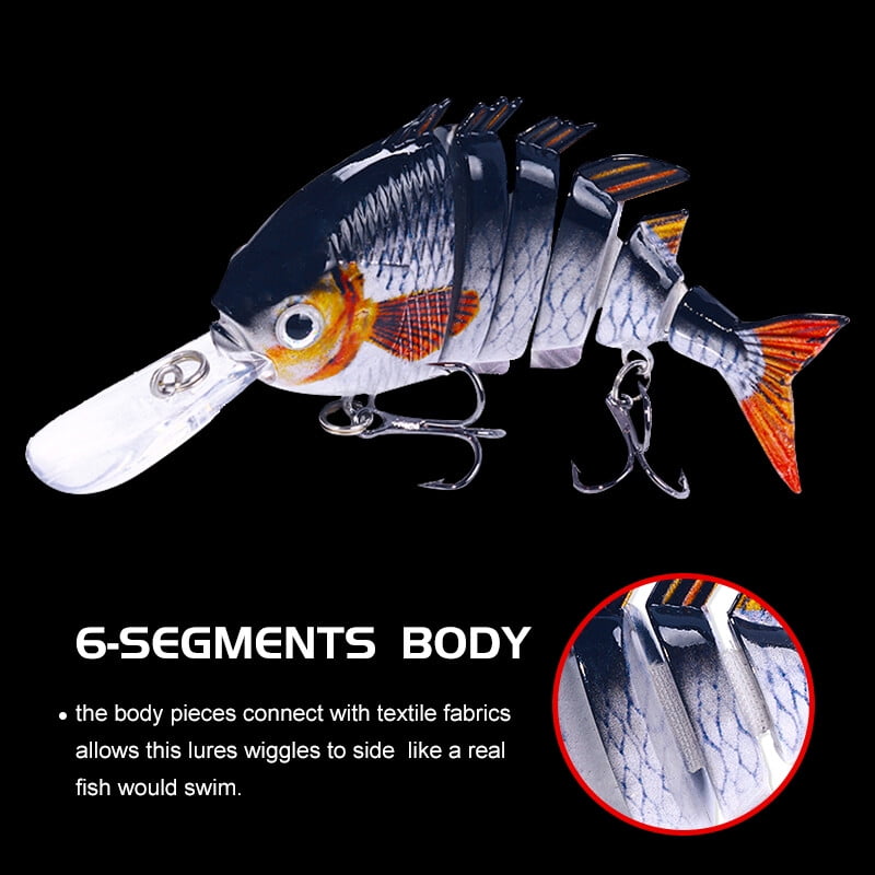 8PCS Multi Jointed Fishing Lures Swimbait Minnow Bait 6 Segment Crankbaits