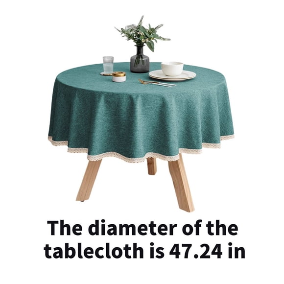 SUTENGDA AUQ Table Cloth Waterproof Cotton Linen Round Tablecloth Classic and Cozy Tablecloth for Casual Gatherings Light Gray 47*47inch