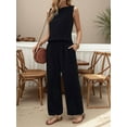 thumbnail image 6 of Women'S 2 Piece Outfits Vest Crew Neck Sleeveless Casual Sets Wide Leg Pants Suits Black XXL, 6 of 7
