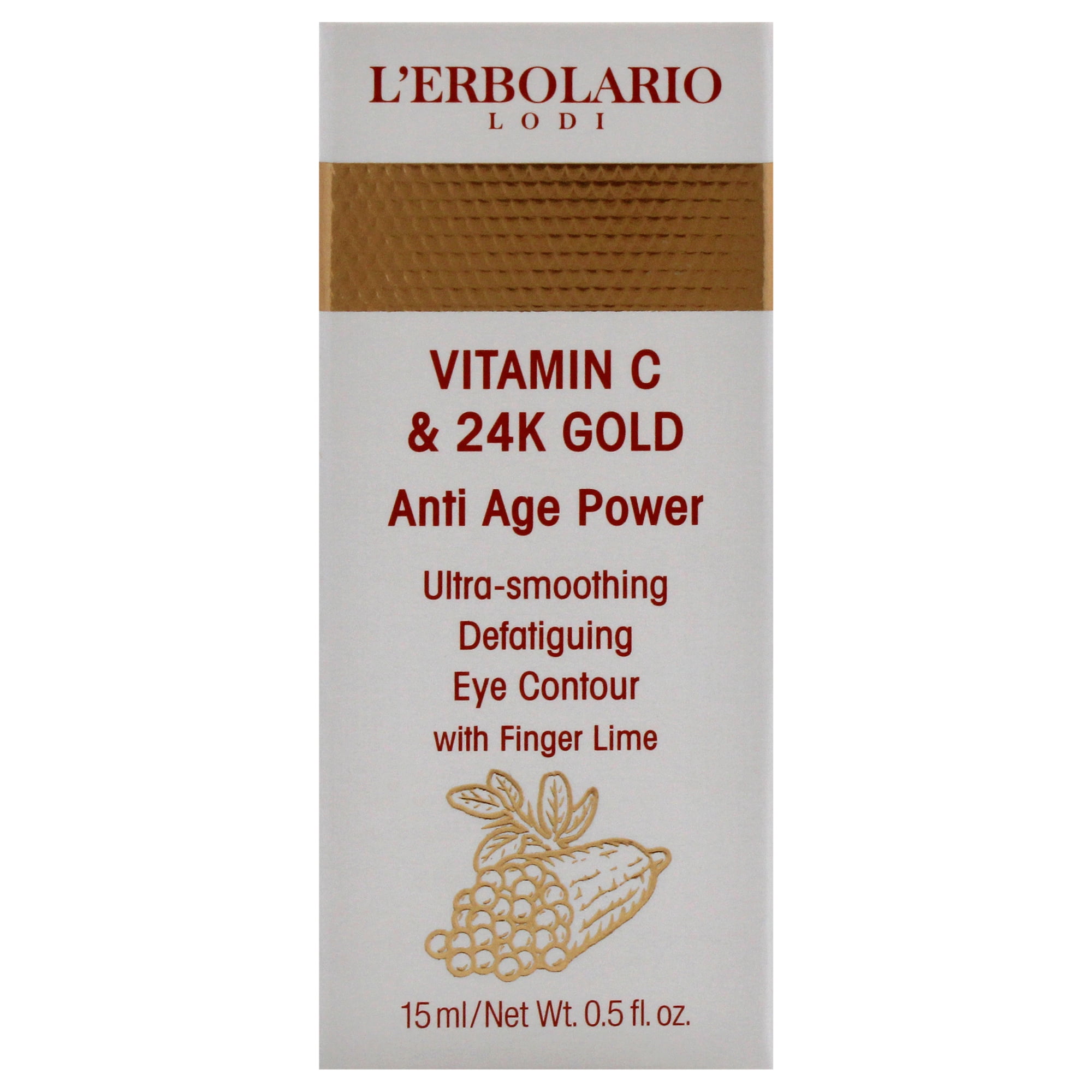 LErbolario Vitamin C and 24K Gold Ultra Smoothing Defatiguing Eye Contour , 0.5 oz Treatment