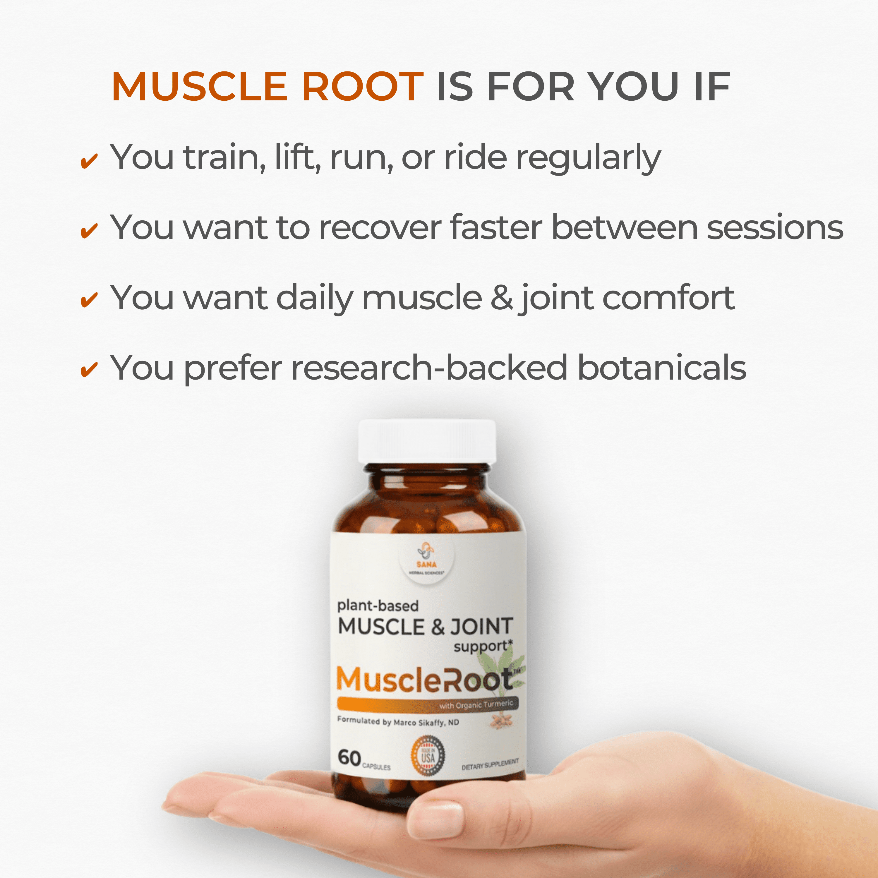 Muscle & Joint Support Supplement – Botanical Formula for Healthy Inflammatory Response, Comfort & Recovery | with Organic Turmeric | 60 Capsules