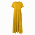 thumbnail image 6 of Women's Short Sleeve Crewneck Swing Dress Flowy Tiered Maxi Beach Dress With Pockets Elegant Leisure Dresses, 6 of 6