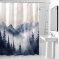 thumbnail image 4 of Blue Forest Mountain Fabric Shower Curtain Watercolor Landscape Washable Shower Curtains for Bathroom, Waterproof Bath Curtain with Hooks Home Decor 72x72in, 4 of 8
