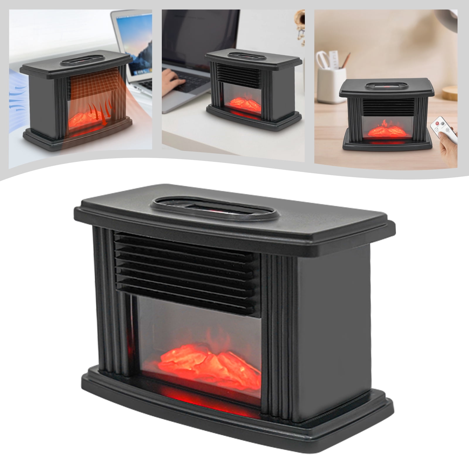 Mini Electric Fireplace, 1000W, Free Standing Space Heater Stove with 3D Flame Effect for Home
