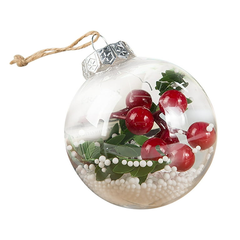 Cheer US 2pcs Christmas Bulb Ornament Balls Clear Plastic Glass Ball Craft Baubles Ornaments Fillable Unbreakable Shatterproof Hanging Tree Ornaments
