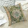 thumbnail image 5 of Boho Pillow Covers 18x18 Set of 2 Green Monaco Rug Persian Carpet Decorative Throw Pillow Outdoor Linen Square Carpet Ethnic Pattern Cushion Cover Decor for Home Couch Sofa, 5 of 6