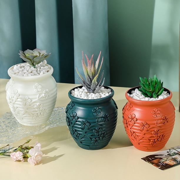 Xihbxyly Jarrón Decorativo de Plástico con Acabado Imitación Esmaltado, Elegante Maceta para El Hogar, Versátil Arreglo Floral, Ideal para Sala de Estar Moderna o Mueble de Tv, 13 X 10,3 X 7 Cm.